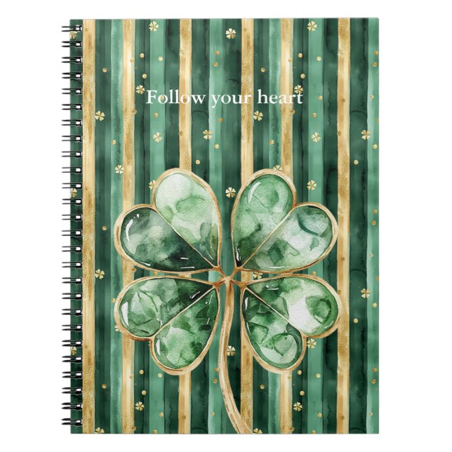 Grün Gold Shamrock Streifen Notizblock (Vorderseite)