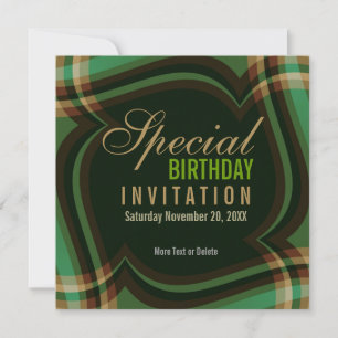 Grün Gold Tartan Quadratische Einladung