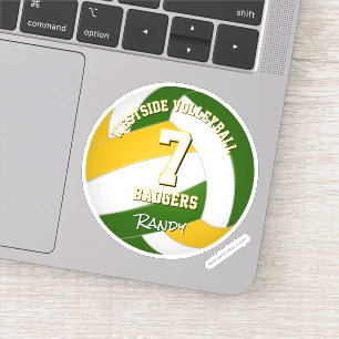 Grün Gold Team Farben Volleyballspieler Aufkleber