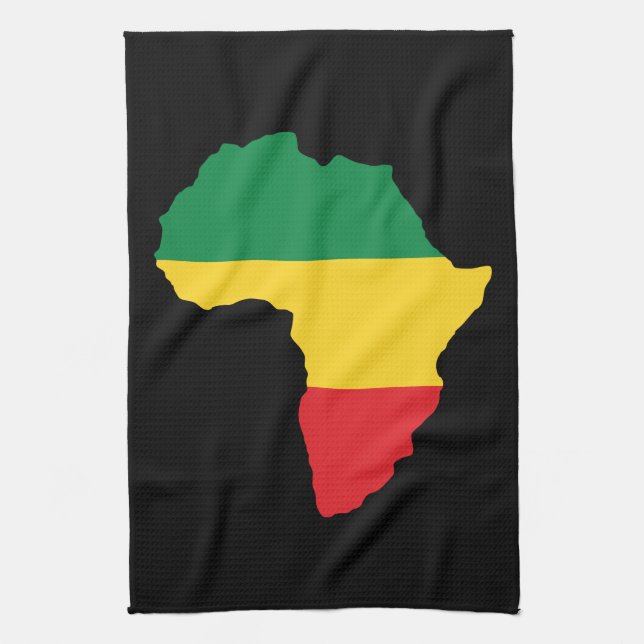 Grün, Gold u. rote Afrika-Flagge Geschirrtuch (Vertikal)