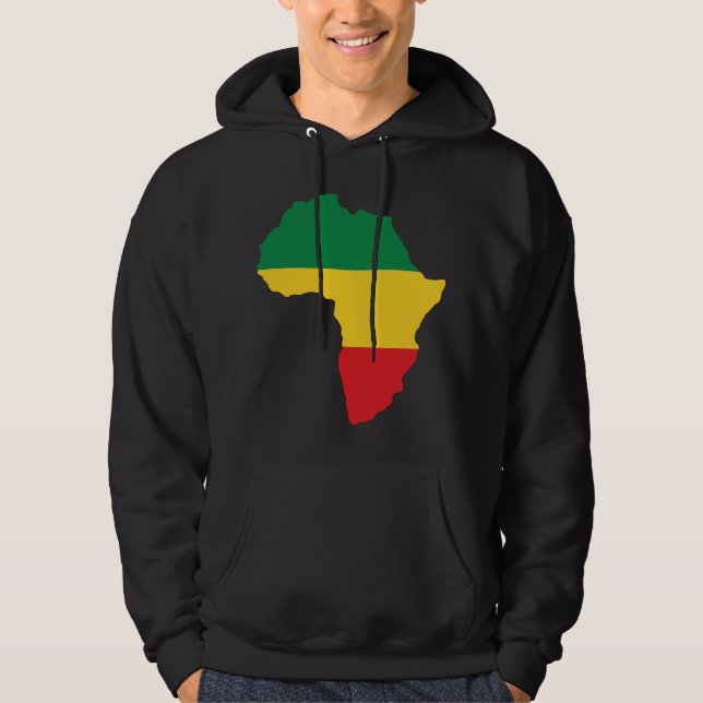 Grün, Gold u. rote Afrika-Flagge Hoodie (Vorderseite)