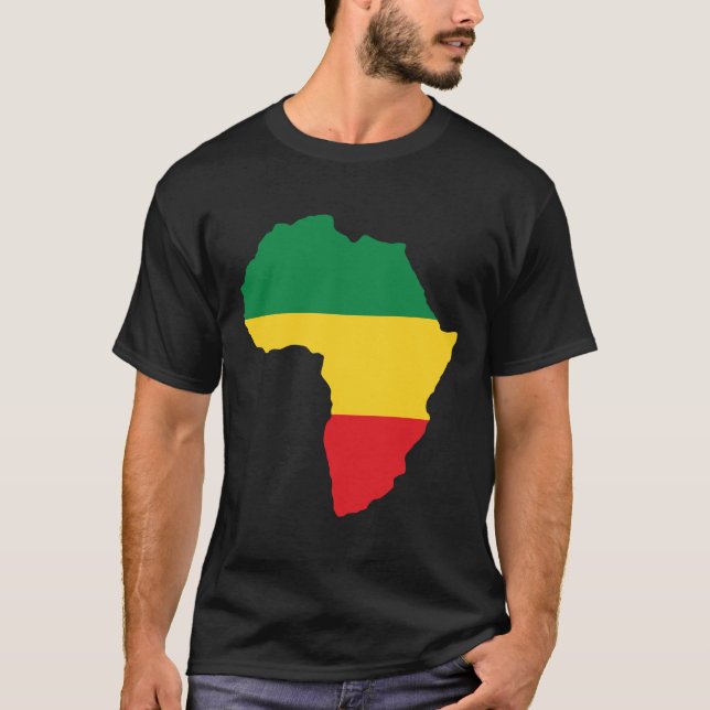 Grün, Gold u. rote Afrika-Flagge T-Shirt (Vorderseite)