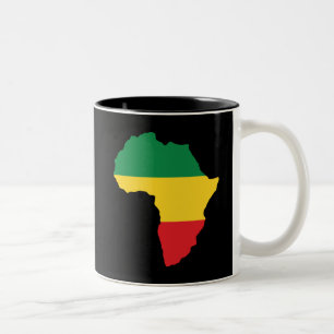 Grün, Gold u. rote Afrika-Flagge Zweifarbige Tasse
