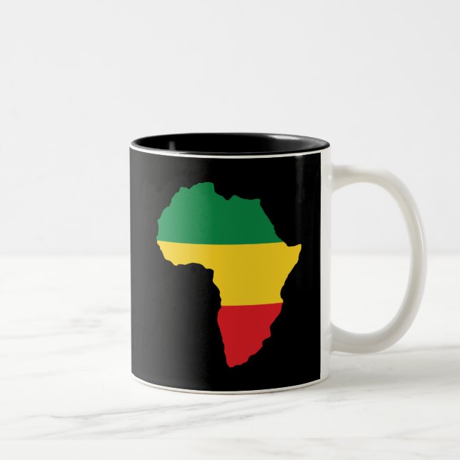 Grün, Gold u. rote Afrika-Flagge Zweifarbige Tasse (Rechts)
