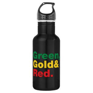 Grün, Gold und Rot. Edelstahlflasche