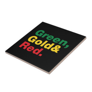 Grün, Gold und Rot. Fliese