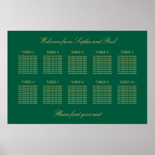 Grün Golden Beige 10 Tisch Sitzordnung Poster