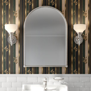 Grün-goldene Art Deco Blumenstreifen Tapete