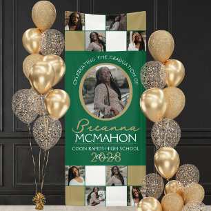 Grün-goldene Fotocollage-Abschluss-Vinyl Banner