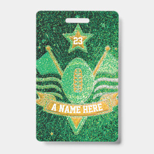 Grün-goldene funkelnde Schul-Fußballmannschaft Spo Ausweis