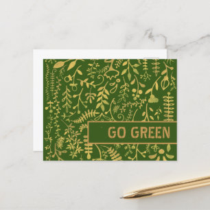 Grün, goldenes Blumenkraut Postkarte