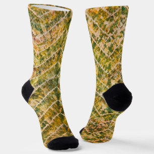 Grün-goldenes Tie-Dye-Chevron-Muster Socken