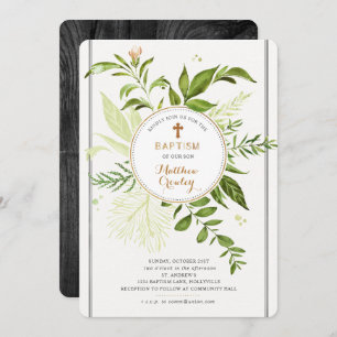 Grün-Goldkreis-Taufe-Einladung Einladung