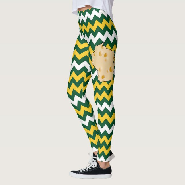 Grün, Goldwisconsin-Fußball färbt Cheesehead Leggings (Links)