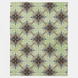 Grün, Grau, Bronze, Vintage Blume Fleecedecke