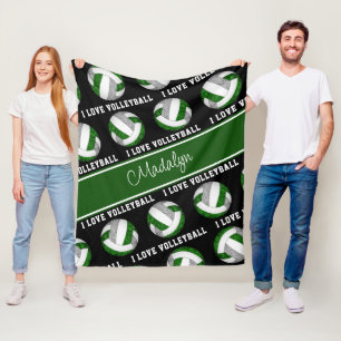 grün grau I Liebe Volleyball gurt personalisiert Fleecedecke