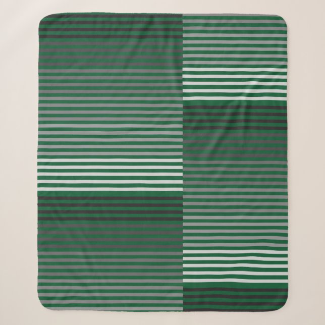 Grün, Grau, Schwarz, Weiß gestreift Sherpadecke (Vorderseite)