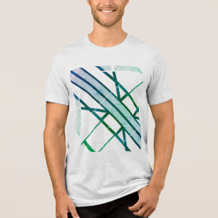Grün-graues gemustertes geometrisches diagonales M Tri-Blend Shirt