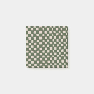 Grün-graues kariertes Schachbrettmuster Post-it Klebezettel