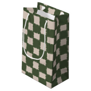 Grün-graues Schachbrett-Muster elegant kariert Kleine Geschenktüte