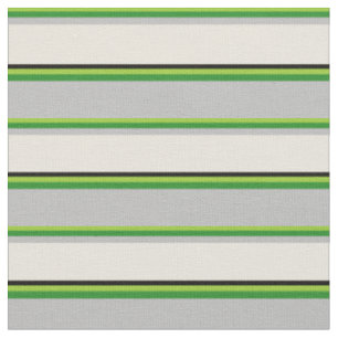 Grün, Grün, Grau, Beige und Schwarze Linien Stoff