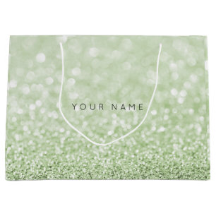 Grün Grün Weiße Glitzer Greifbeutel Große Geschenktüte