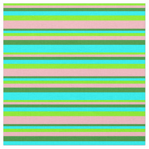Grün, hellrosa, waldgrün und Aqua Lines Stoff