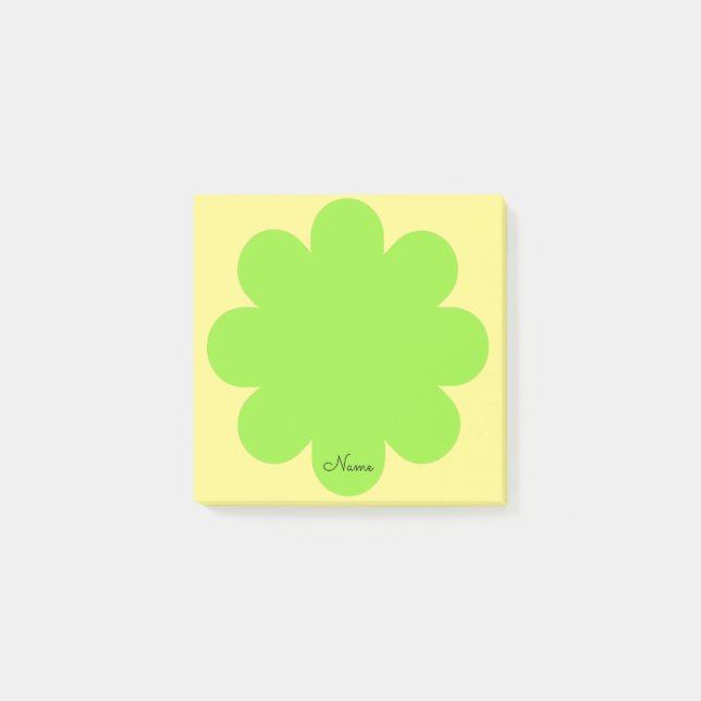 Grün hintere Blume mit Namen Post It Note Pad Post-it Klebezettel (Vorderseite)