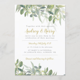 Grün-Hochzeits-Einladung mit Eukalyptus Einladung