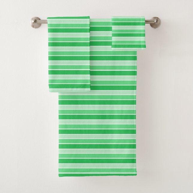 Grün horizontal gestreift badhandtuch set (Insitu)