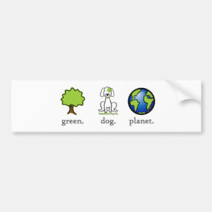 Grün. Hund. Planet. Autoaufkleber