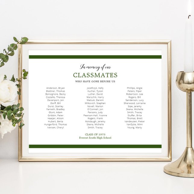 Grün im Gedächtnis unserer Klassenkameraden Schule Poster (Von Creator hochgeladen)