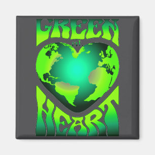 Grün im Herzen Eco Umweltfreundlich Retro Magnet