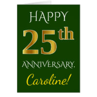 Grün, Imitate Gold 25. Hochzeitstag + Name