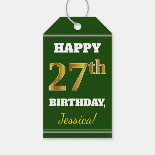 Grün, Imitate Gold 27. Geburtstag + Individuelle N Geschenkanhänger