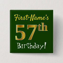 Grün, Imitate Gold 57. Geburtstag, mit Individuell Button