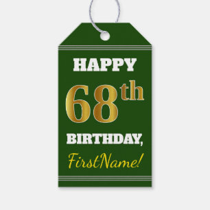 Grün, Imitate Gold 68. Geburtstag + Individuelle N Geschenkanhänger