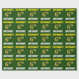 Grün, Imitate/Nachahmungs-Gold, "6. GEBURTSTAG" Geschenkpapier
