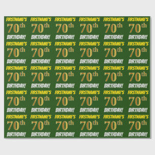 Grün, Imitate/Nachahmungs-Gold, "70. GEBURTSTAG" Geschenkpapier