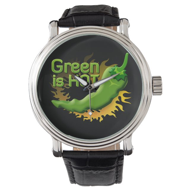 Grün ist HOT Armbanduhr (Vorderseite)