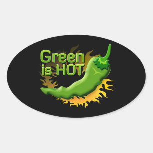 Grün ist HOT Ovaler Aufkleber