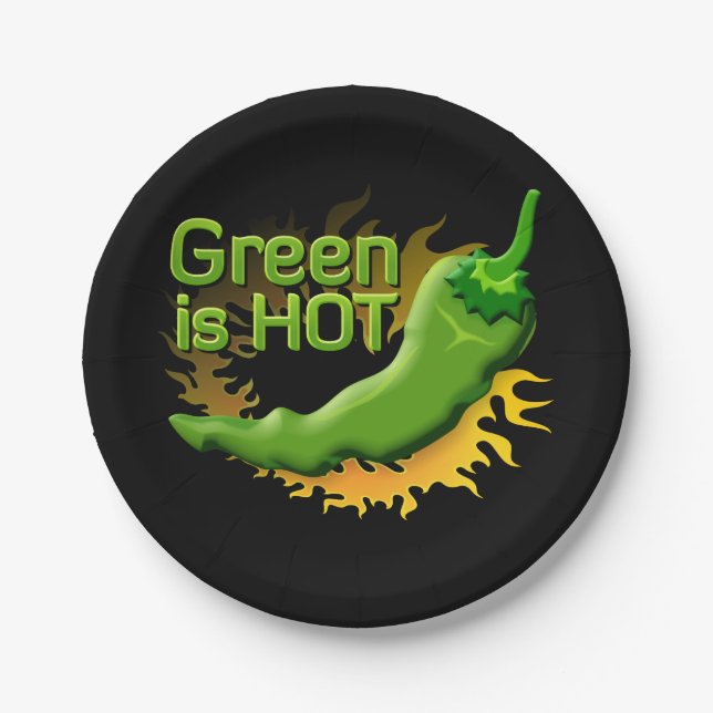Grün ist HOT Pappteller (Vorderseite)