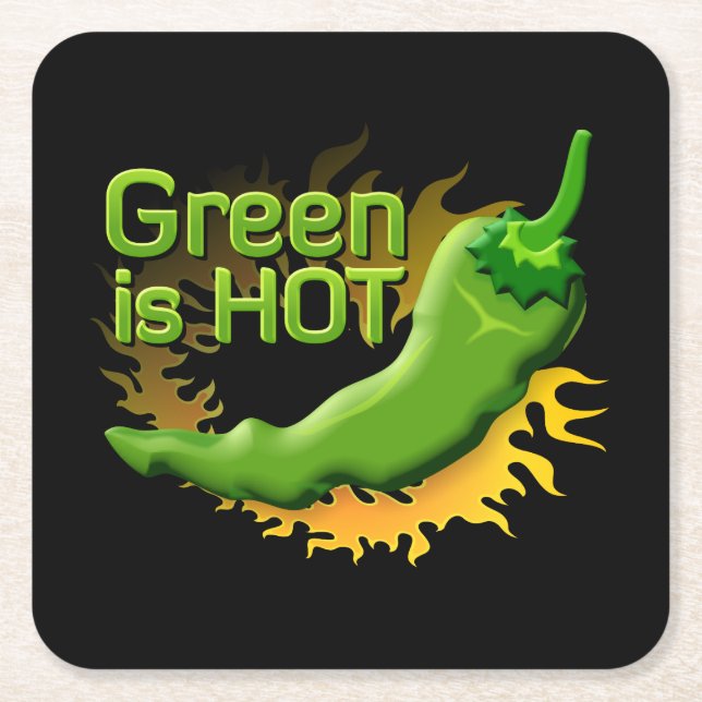 Grün ist HOT Rechteckiger Pappuntersetzer (Vorderseite)