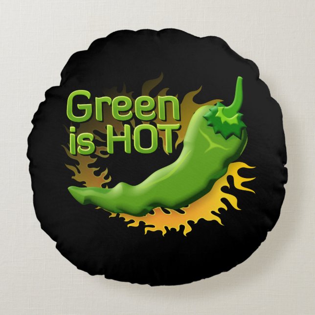 Grün ist HOT Rundes Kissen (Vorderseite)