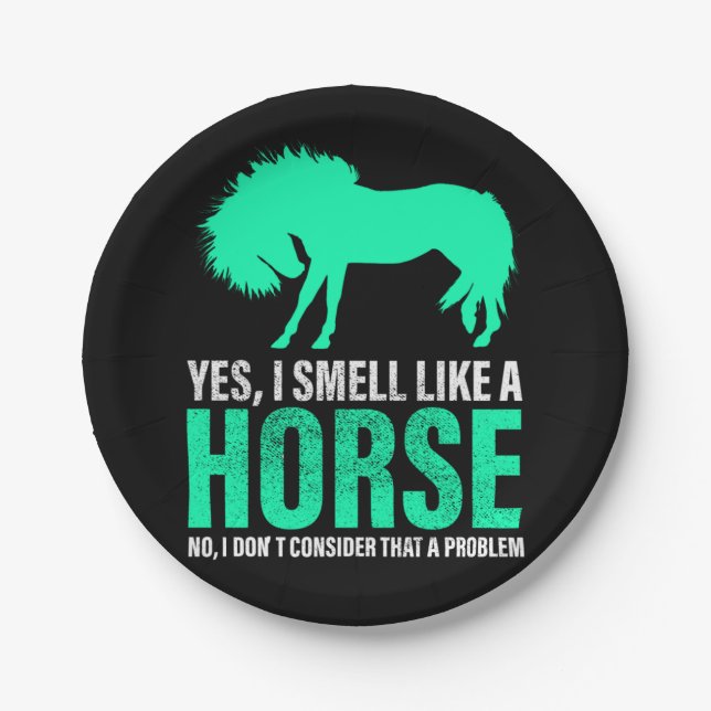 Grün Ja, ich rieche wie ein Pferd Pappteller (Vorderseite)