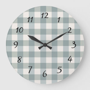 Grün kariert Gingham Landhausstil einfach Große Wanduhr
