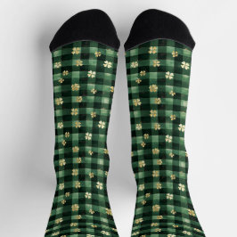 Grün kariert goldene Shamrocks St. Patrick's Day   Socken