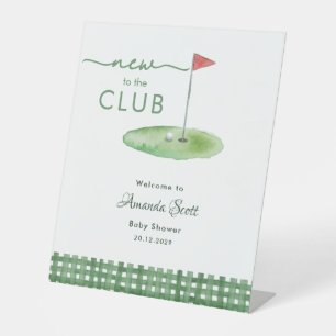 Grün kariert Neu im Club Golf Baby Shower Willkomm Sockelschild