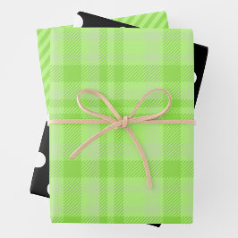 Grün kariert, Schwarz & Weiß Geschenkpapier Set