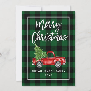 Grün kariert Weihnachten Vintage-LKW Pinsel Schrif